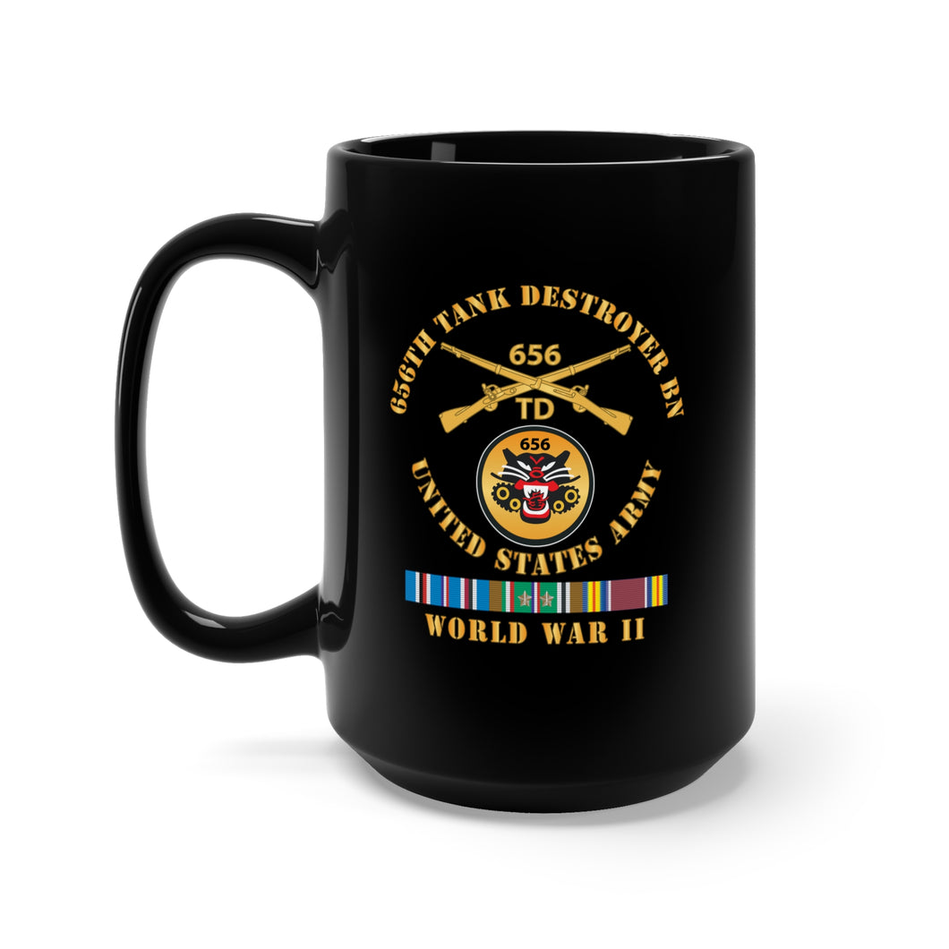 Black Mug 15oz - 656th Tank Destroyer Battalion w Br WWII EUR SVC X 300