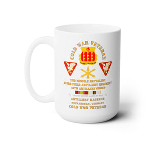 White Ceramic Mug 15oz - Army - Cold War Vet - 2nd Missile Bn, 333rd Artillery 46th Artillery Group - Germany - 7th US Army  w COLD SVC