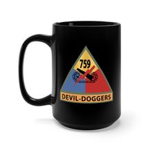 Load image into Gallery viewer, Black Mug 15oz - 759th Tank Battalion SSI w NameTape - Devil Doggers X 300
