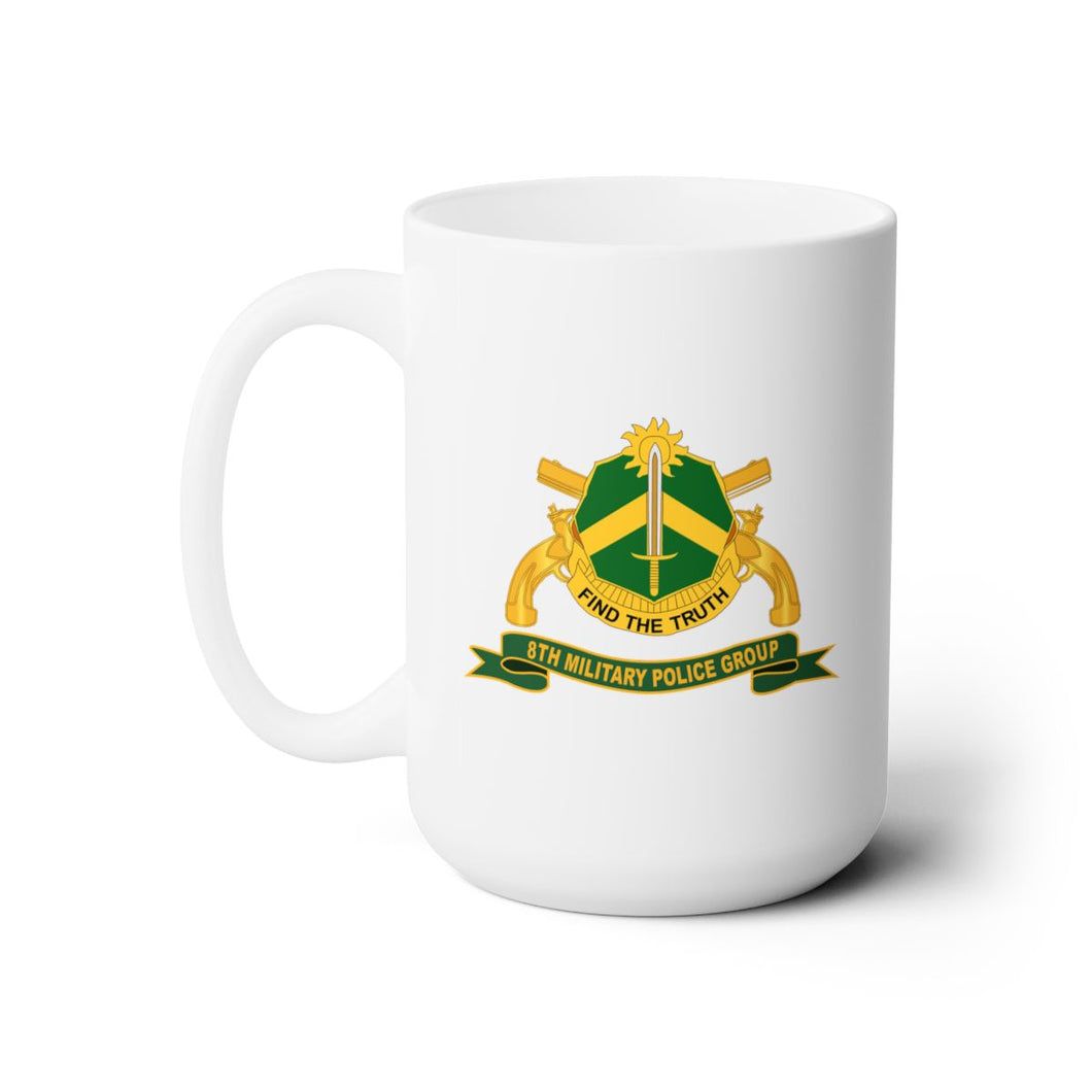 White Mug 15oz -Army - 8th Military Police Group w Br - Ribbon