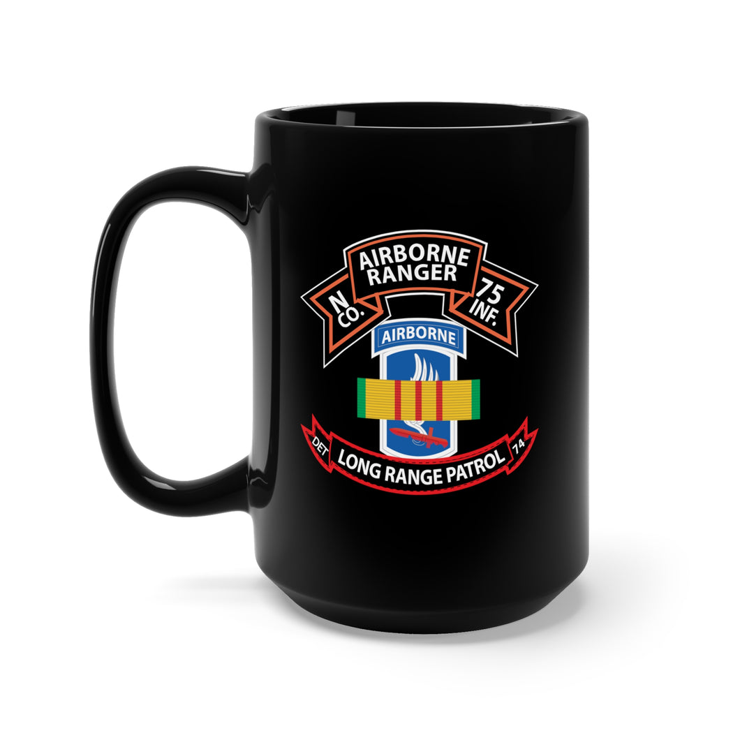 Black Mug 15oz - SSI - Vietnam - N Co 75th Ranger - 173rd Airborne Brigade - VN Ribbon - LRSD X 300