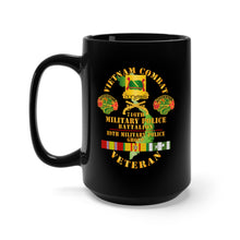 Load image into Gallery viewer, Black Mug 15oz - Vietnam Combat Vet - 716th MP Bn, 89th MP Group w DUI - BR w MP Patrol Jeep w VN SVC X 300
