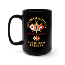 Load image into Gallery viewer, Black Mug 15oz - Army - 38th Signal Battalion - DUI - US Army w BN Number - Sig Br  - Voice of the Pershing Missiles SVCX 300

