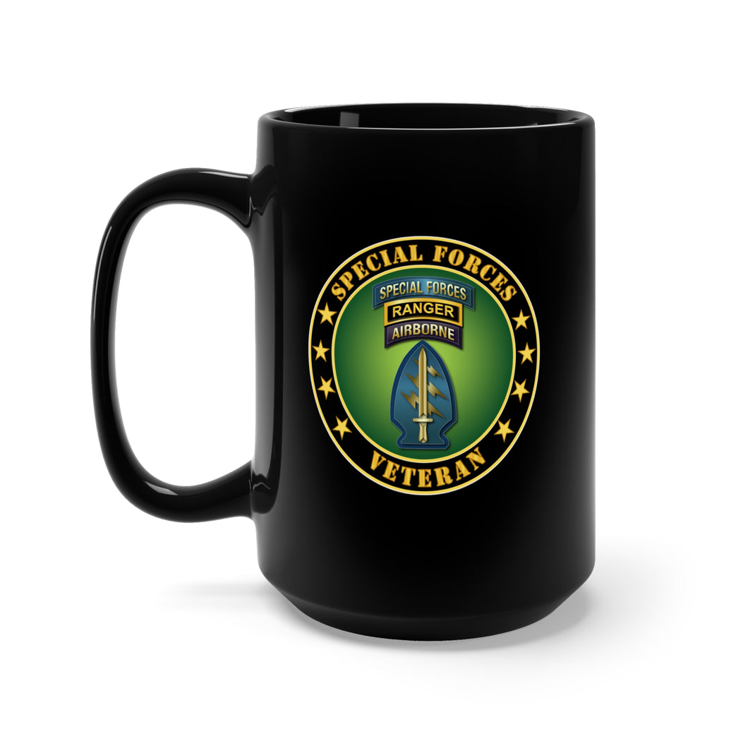 Black Mug 15oz - Army - Special Forces - Ranger Veteran