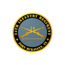 Load image into Gallery viewer, Kiss-Cut Vinyl Decals - Army - 24th Infantry Regiment - Fort McKavett, TX - Buffalo Soldiers w Inf Branch
