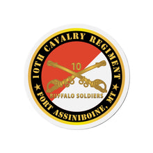 Load image into Gallery viewer, Die-Cut Magnets - 10th Cavalry Regiment - Fort Concho, TX - Buffalo Soldiers w Cav Branch
