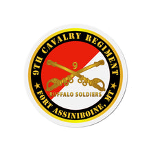 Load image into Gallery viewer, Die-Cut Magnets - 9th Cavalry Regiment - Fort Assiniboine,  MT - Buffalo Soldiers w Cav Branch
