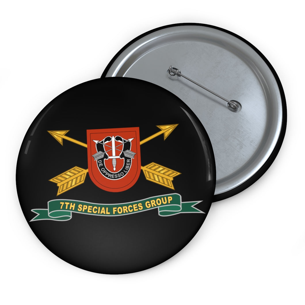 Custom Pin Buttons - 7th Special Forces Group - Flash w Br - Ribbon X 300