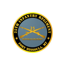 Load image into Gallery viewer, Kiss-Cut Vinyl Decals - Army - 25th Infantry Regiment - Fort Missoula, MT - Buffalo Soldiers w Inf Branch
