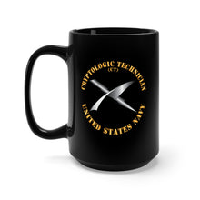 Load image into Gallery viewer, Black Mug 15oz - Navy - Rate - Cryptologic Technician X 300
