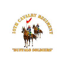 Load image into Gallery viewer, Kiss-Cut Vinyl Decals - Army - 10th Cavalry Regiment w Cavalrymen - Buffalo Soldiers
