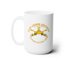 Load image into Gallery viewer, White Ceramic Mug 15oz - Army - 34th Armor - Centurions  - Armor Branch
