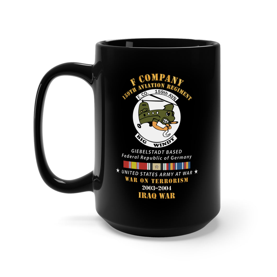 Black Mug 15oz - F Company, 159th Aviation Regiment - Based Giebelstadt, Germany, War on Terrorism - Iraq War 2003-2004 X 300