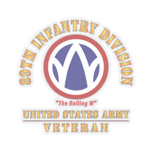 Load image into Gallery viewer, Kiss-Cut Stickers - Army - SSI - 89th Infantry Division - The Rolling W - US Army Veteran X 300
