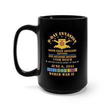 Load image into Gallery viewer, Black Mug 15oz - Army - 969th Field Artillery Battalion - ID - D Day w EUR SVC - WWII
