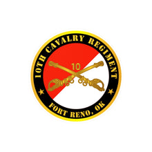 Load image into Gallery viewer, Kiss-Cut Vinyl Decals - Army - 10th Cavalry Regiment - Fort Reno, OK w Cav Branch
