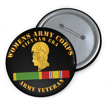 Load image into Gallery viewer, Custom Pin Buttons - Womens Army Corps Vietnam Era - w WAC - NDSM X 300
