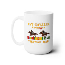 Load image into Gallery viewer, White Mug 15oz - Army - 1st Cavalry Regiment - Vietnam War wt 2 Cav Riders and VN SVC
