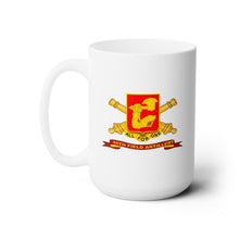 Load image into Gallery viewer, White Ceramic Mug 15oz - Army - 40th Field Artillery w Br - Ribbon
