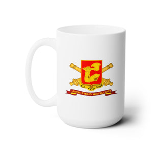 White Ceramic Mug 15oz - Army - 40th Field Artillery w Br - Ribbon