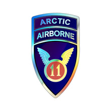 Load image into Gallery viewer, Holographic Die-cut Stickers - 11th Airborne Division w Arctic Tab wo Txt X 300
