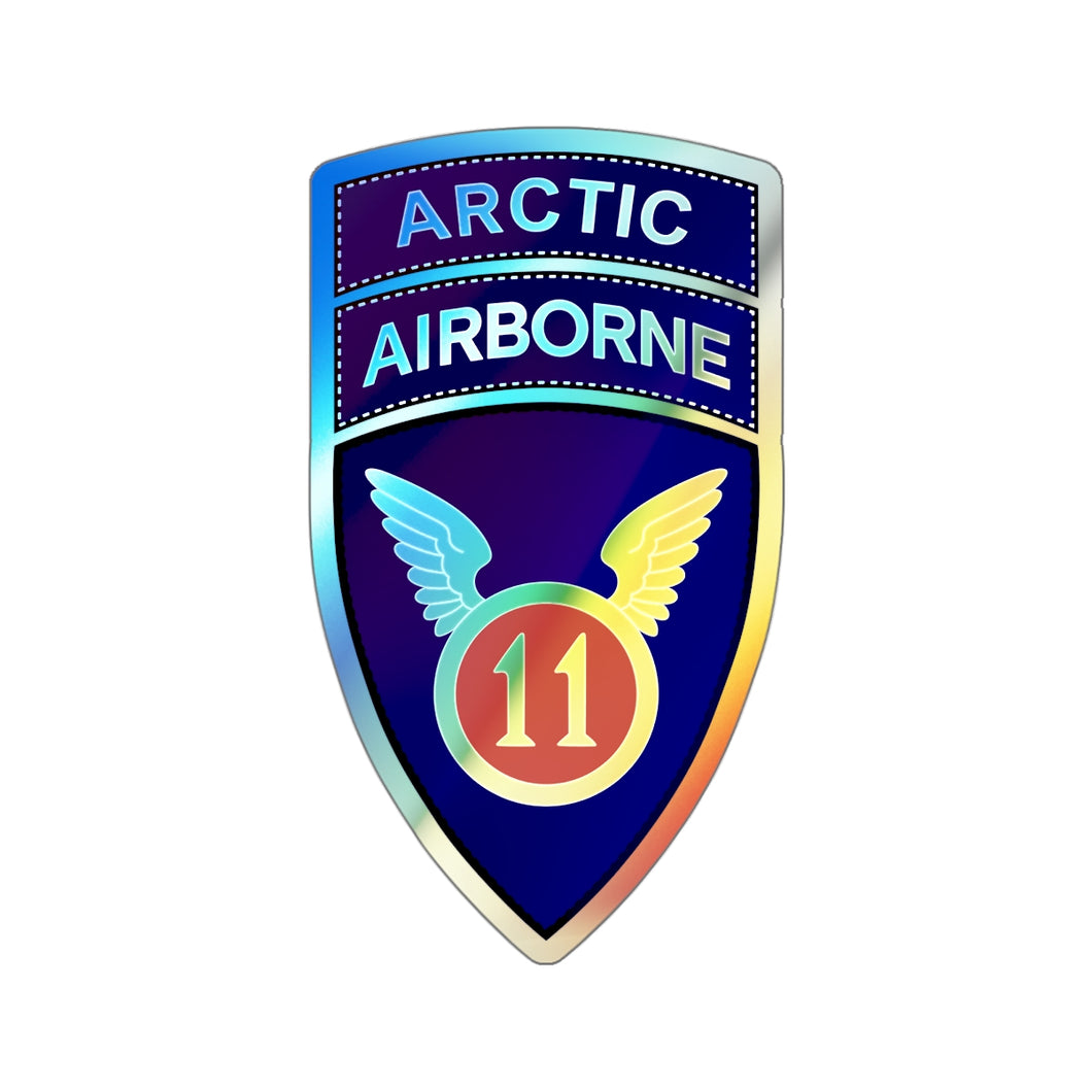 Holographic Die-cut Stickers - 11th Airborne Division w Arctic Tab wo Txt X 300