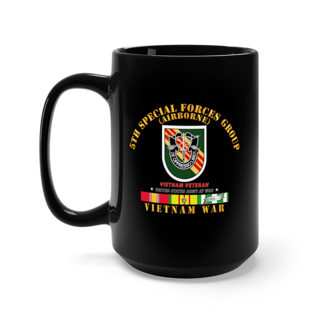 Black Mug 15oz - Army - 5th Special Forces Group w Flash VN SVC