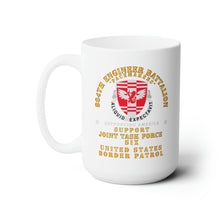 Load image into Gallery viewer, White Ceramic Mug 15oz - Army - 864th Eng Bn -  JTF6 Supporting America
