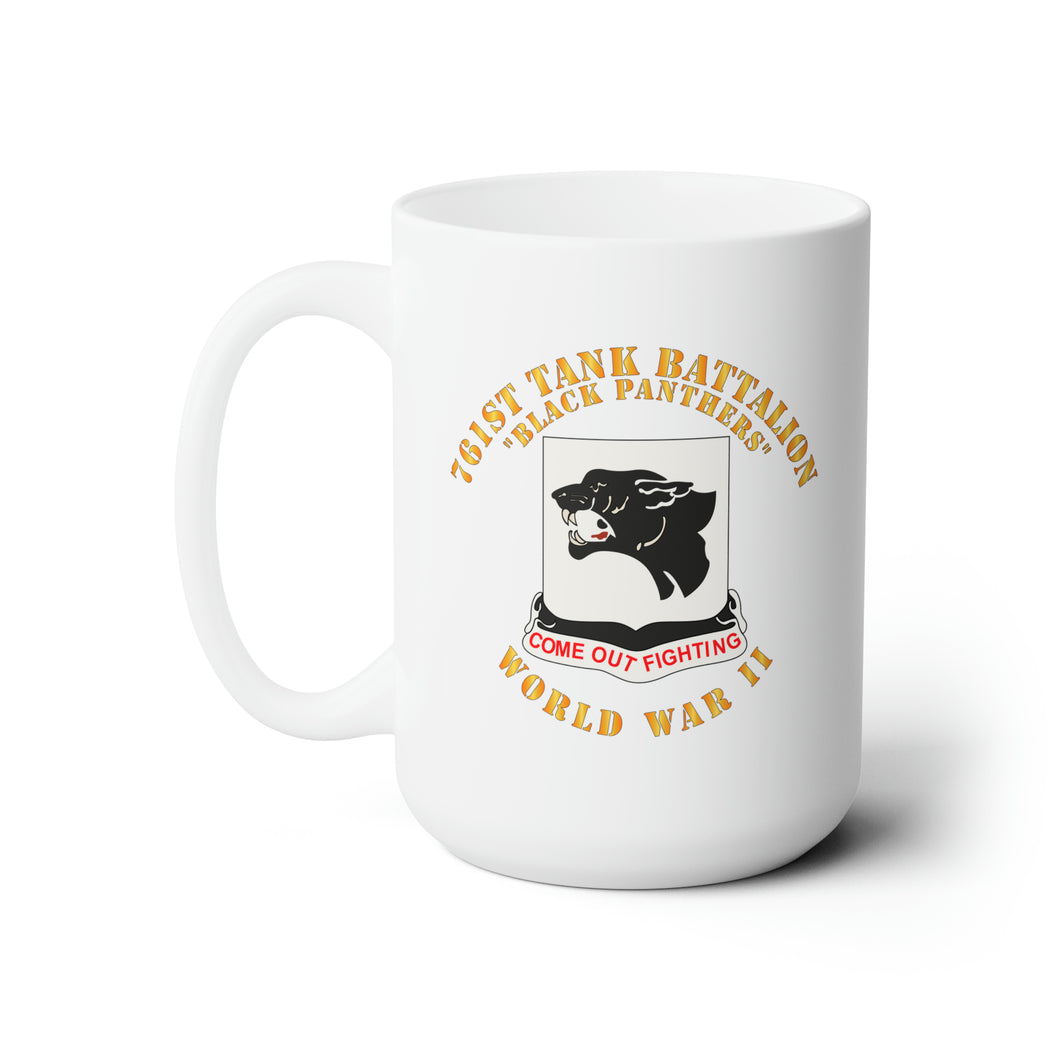 White Ceramic Mug 15oz - Army - 761st Tank Battalion - Black Panthers - WWII