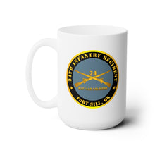 Load image into Gallery viewer, White Ceramic Mug 15oz - Army - 24th Infantry Regiment - Fort Sill, OK - Buffalo Soldiers w Inf Branch
