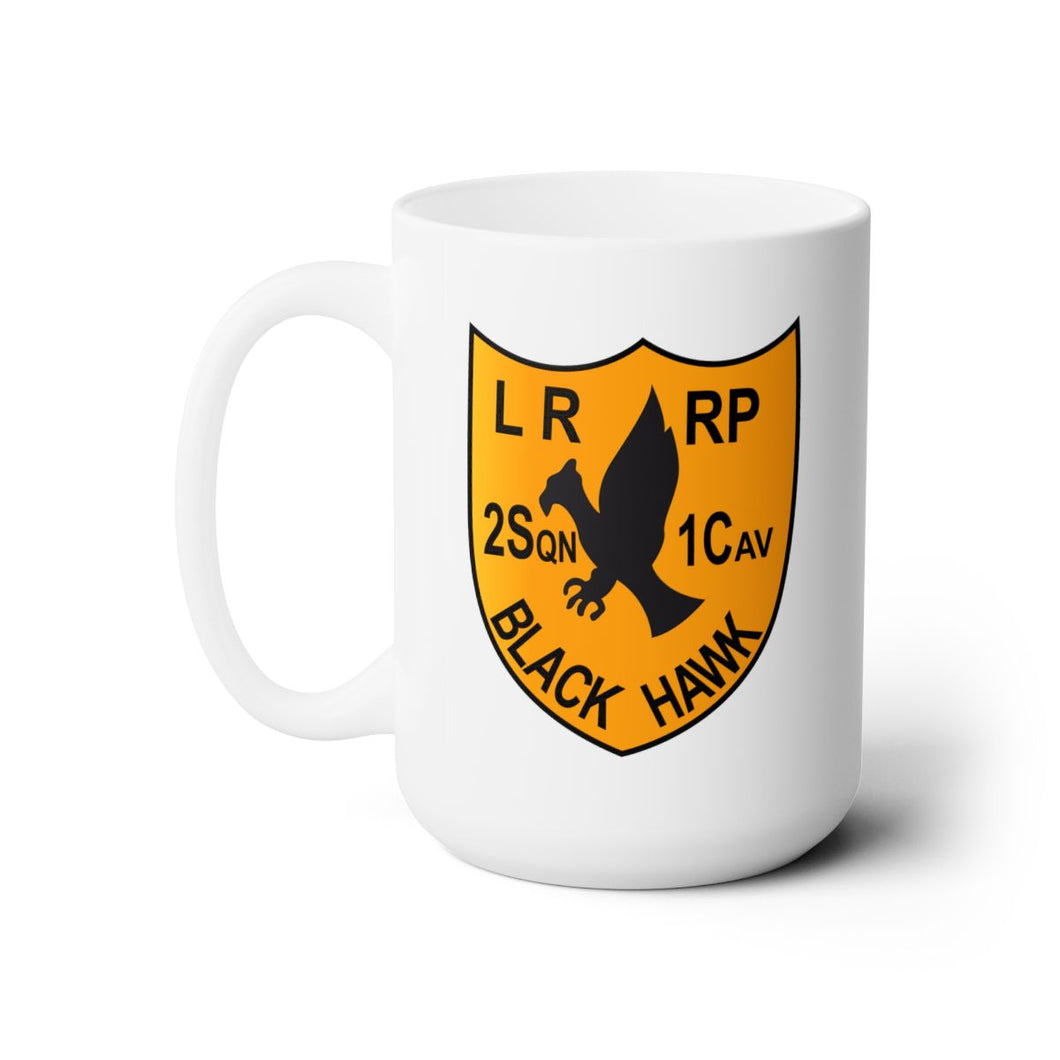 White Ceramic Mug 15oz - Army - 2nd Squadron, 1st Cav Regt  LRRP - Black Hawk