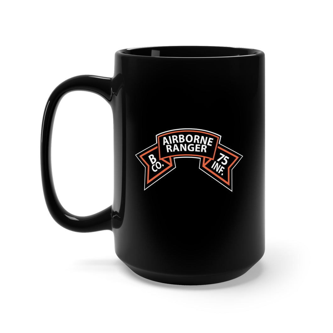 Black Mug 15oz - SSI - B Co 75th Infantry (Ranger) Scroll X 300