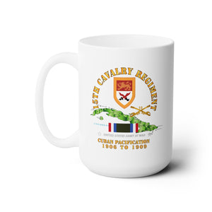 White Ceramic Mug 15oz - Army - 15th Cavalry Regiment - Cuban Pacification w CUBA SVC