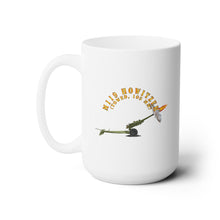 Load image into Gallery viewer, White Ceramic Mug 15oz - Army - M119 howitzer - Firing - Towed, 105MM
