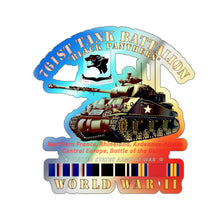 Load image into Gallery viewer, Holographic Die-cut Stickers - 761st Tank Battalion - Black Panthers - w Tank WWII EU SVC
