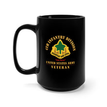 Load image into Gallery viewer, Black Mug 15oz - Army - DUI - 4th Infantry Division - Iron Horse - US Army Veteran X 300
