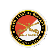 Load image into Gallery viewer, Die-Cut Magnets - 10th Cavalry Regiment - Fort Supply, OK - Buffalo Soldiers w Cav Branch
