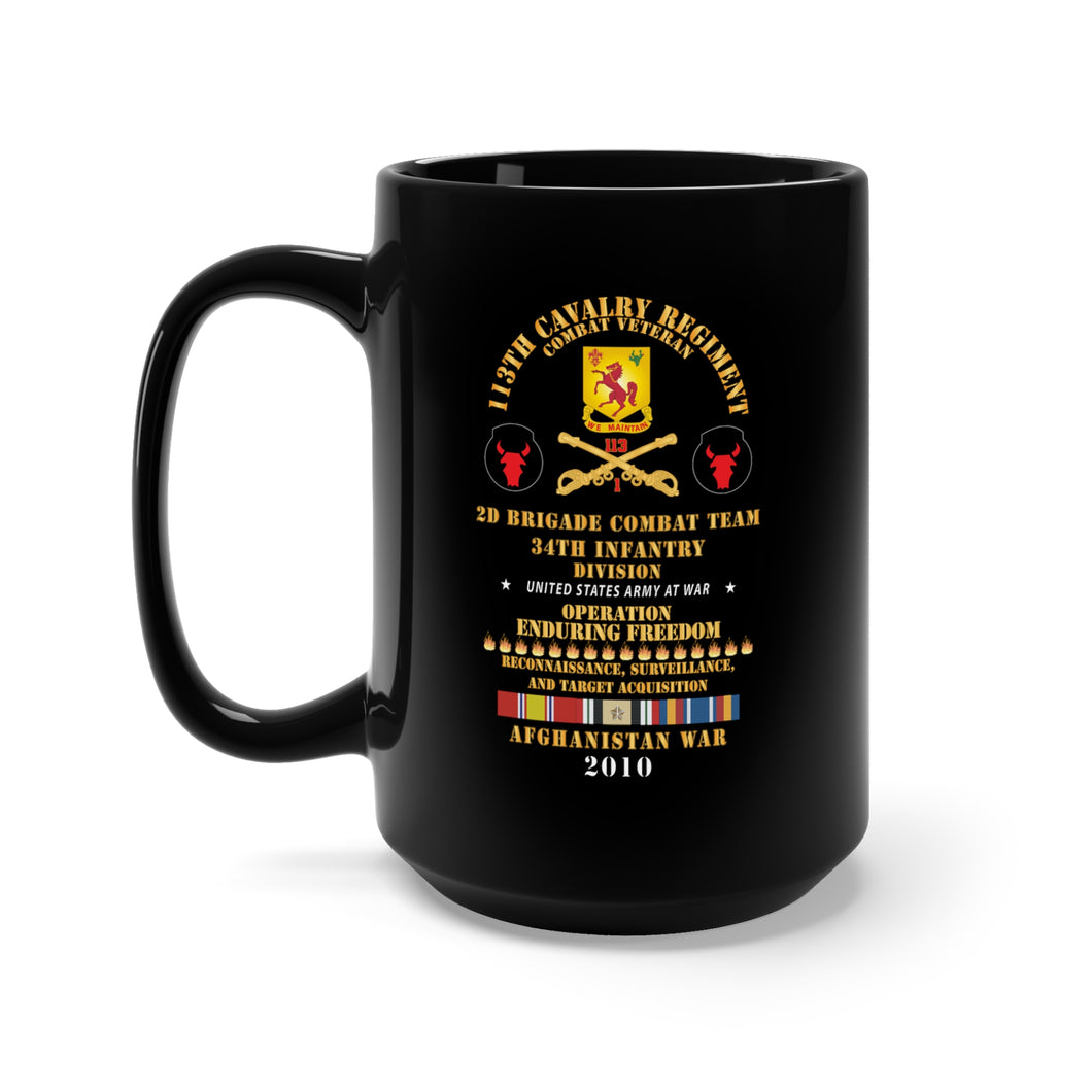 Black Mug 15oz - 1st Bn, 113th Cavalry Regiment, 2nd BCT, 34th ID - Enduring Freedom Combat Veteran x 300