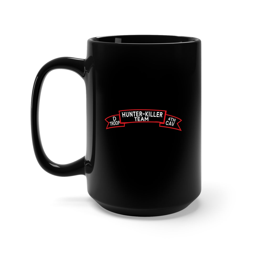 Black Mug 15oz - D Troop 4th Cav - Hunter-Killer Team Scroll