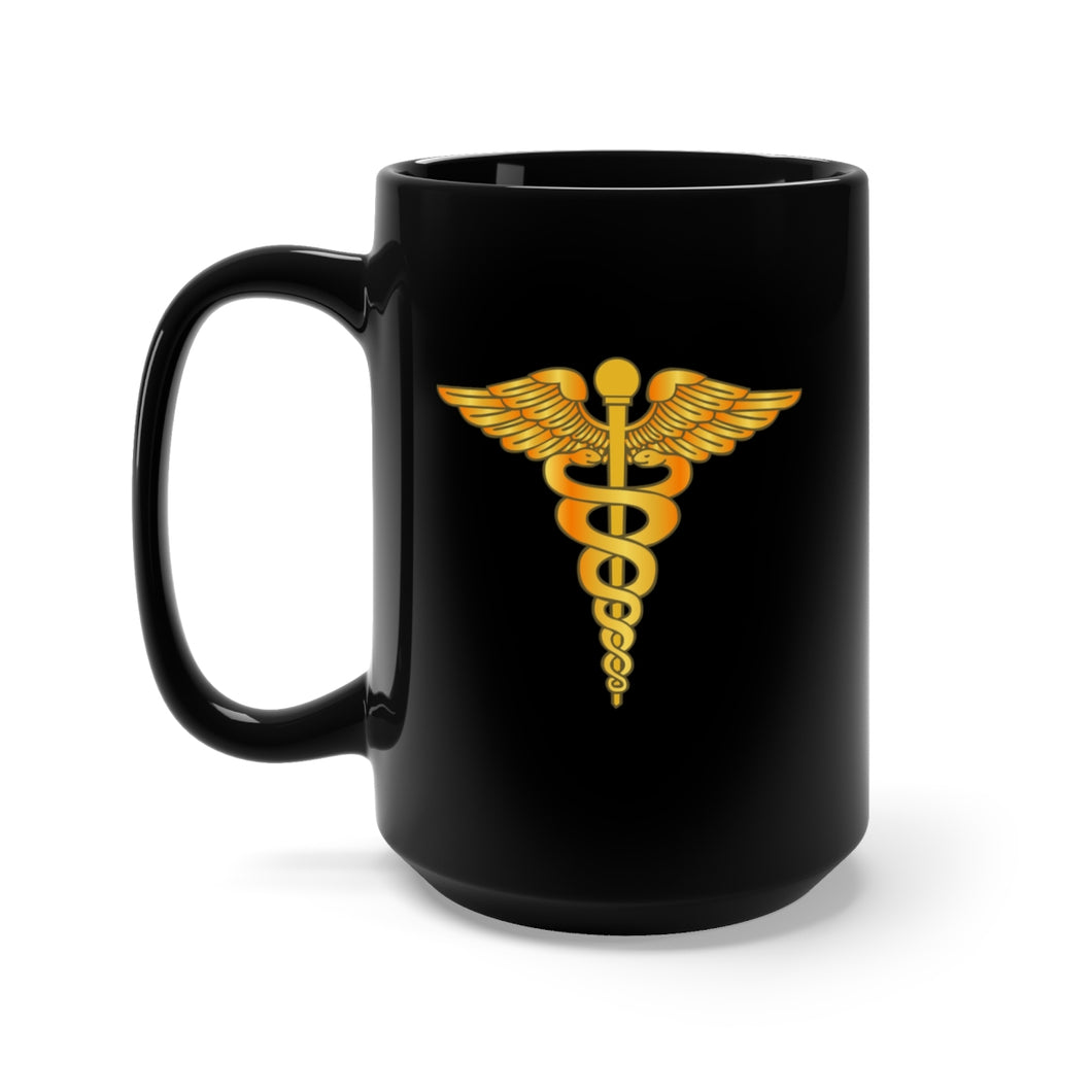 Black Mug 15oz - Medical - Medical Symbol - Caduceus