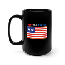 Load image into Gallery viewer, Black Mug 15oz - Flag - Western Forces - 2 Star Flag w Txt X 300

