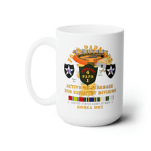 Load image into Gallery viewer, White Ceramic Mug 15oz - Army - 4P1 - Active Firebase - 2nd ID w KOREA SVC
