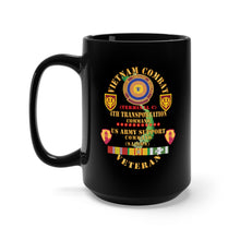 Load image into Gallery viewer, Black Mug 15oz - Army - Vietnam Combat Veteran w 4th Transportation Command, US Army Support Cmd Saigon w VN SVC X 300
