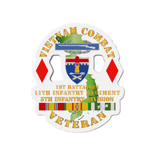 Load image into Gallery viewer, Die-Cut Magnets - Army - Vietnam Combat Vet - 1st Bn 11th Infantry - 5th Inf Div SSI
