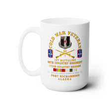 Load image into Gallery viewer, White Ceramic Mug 15oz - Army - Cold War Vet - 1st Bn, 60th Inf - 172nd In Bde - Ft Richardson AK w COLD SVC
