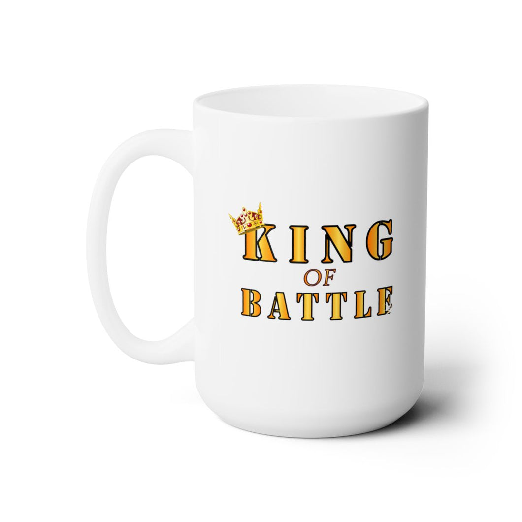 White Ceramic Mug 15oz - Army - Artillery - King of Battle w Crown - Center X 300