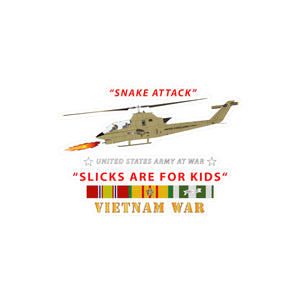 Kiss-Cut Vinyl Decals - Army - AH-1 Cobra - Snake Attack - Slicks are for Kids w VN SVC