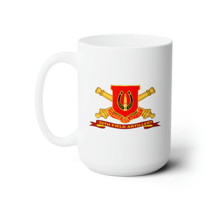 White Ceramic Mug 15oz - Army - 26th Field Artillery w Br - Ribbon