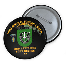 Load image into Gallery viewer, Custom Pin Buttons - SOF - 3rd Bn 10th SFG - Ft Devens MA
