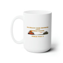 Load image into Gallery viewer, White Ceramic Mug 15oz - Army - WWII - M18 HellCat Killing - German Panzer Exploding

